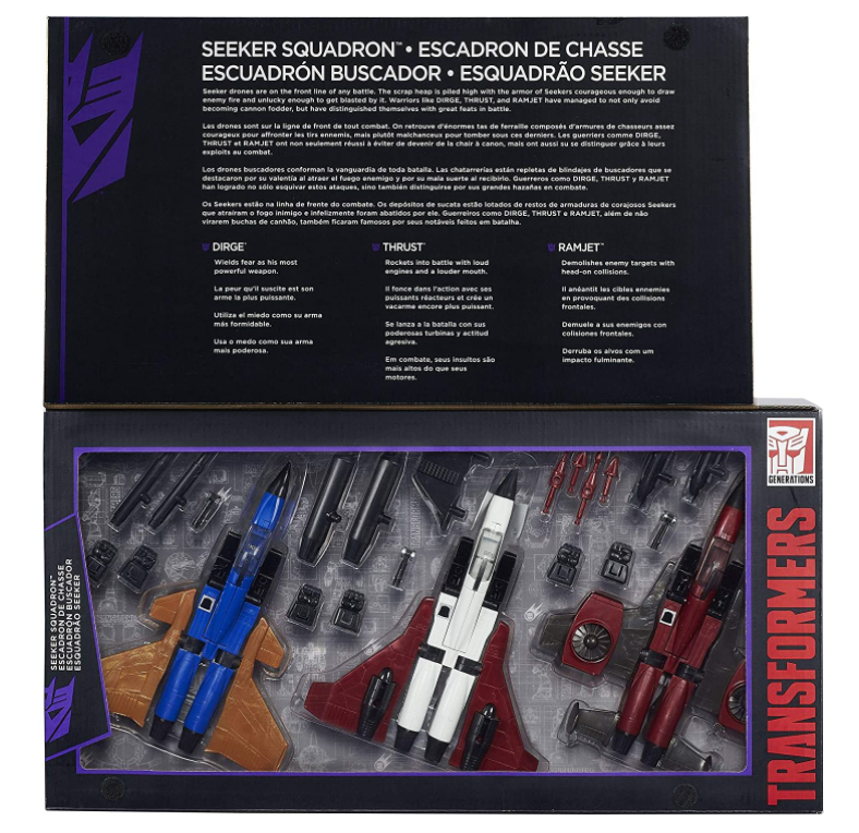Hasbro Transformers G1 Platinum Edition Seeker Squadron Coneheads Dirge Thrust Ramjet 3-Pack