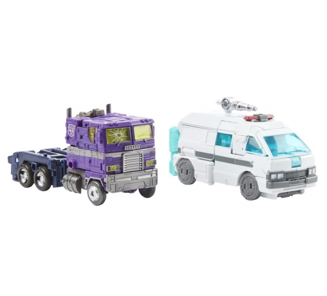 Hasbro Transformers War for Cybertron Deluxe &amp; Voyager Shattered Glass Ratchet and Optimus Prime WFC-GS17