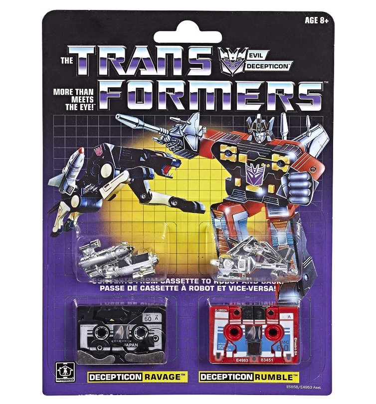 Hasbro Transformers Vintage G1 Cassette 2-Pack Decepticons Ravage and Rumble