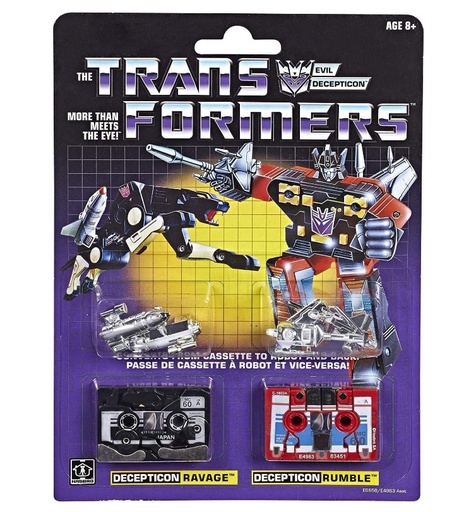Hasbro Transformers Vintage G1 Cassette 2-Pack Decepticons Ravage and Rumble